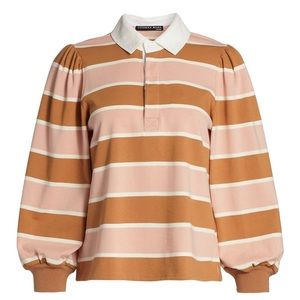 VERONICA BEARD Presto Rugby Shirt, Puff Sleeve. Size M.